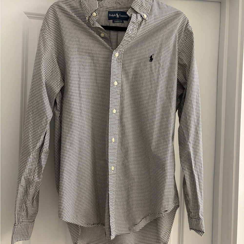 Ralph Lauren Black and White Micro-Check Button-Down Shirt